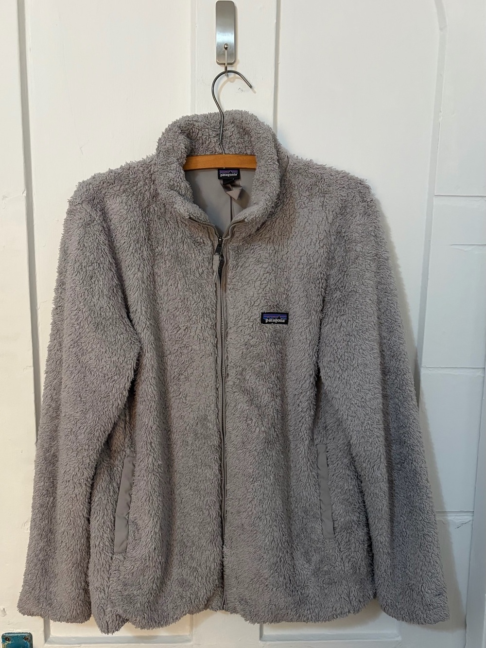 Patagonia Light Gray Teddy Fleece Zip Jacket